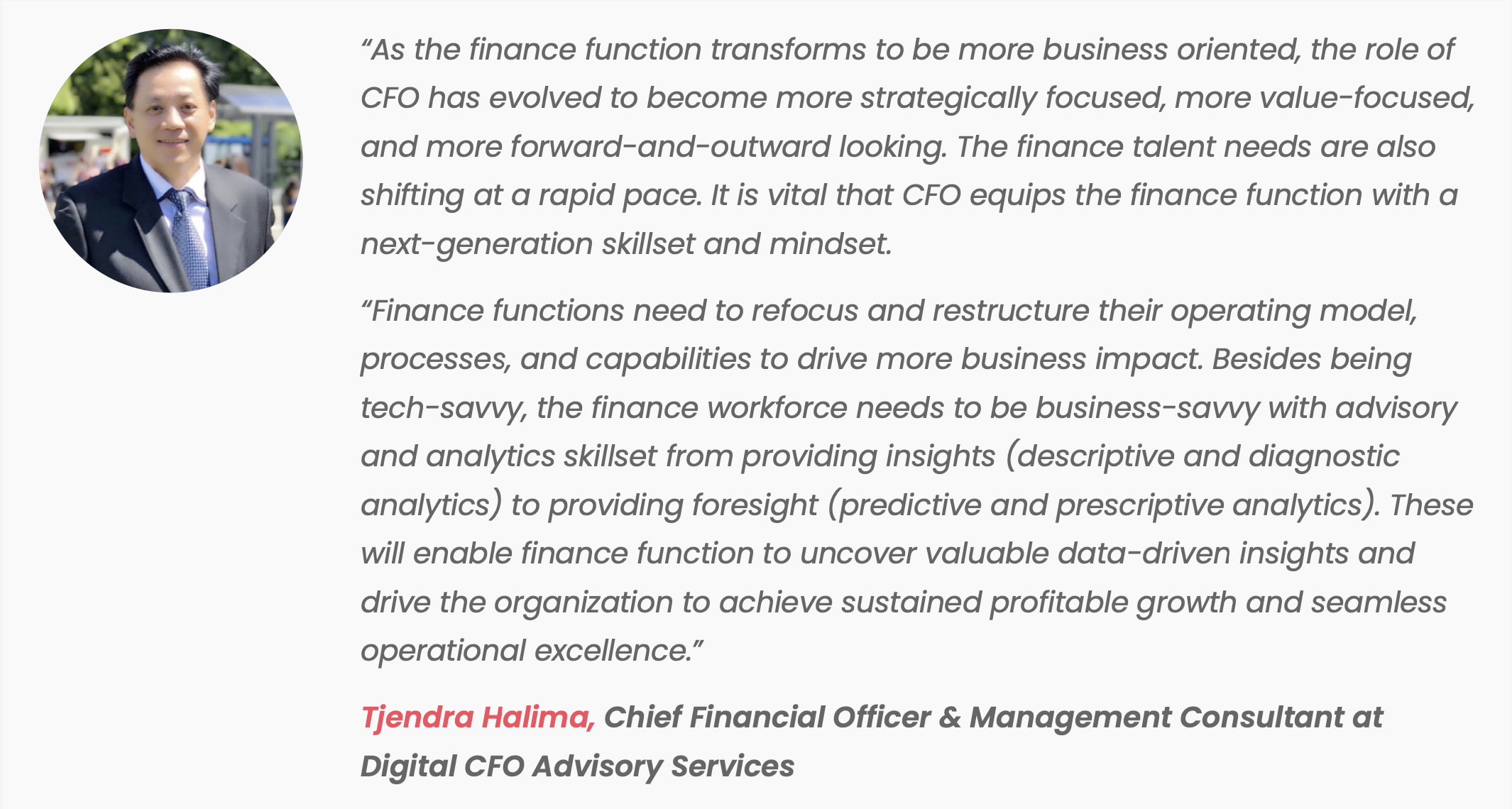 Tjendra Halima - advice for CFOs
