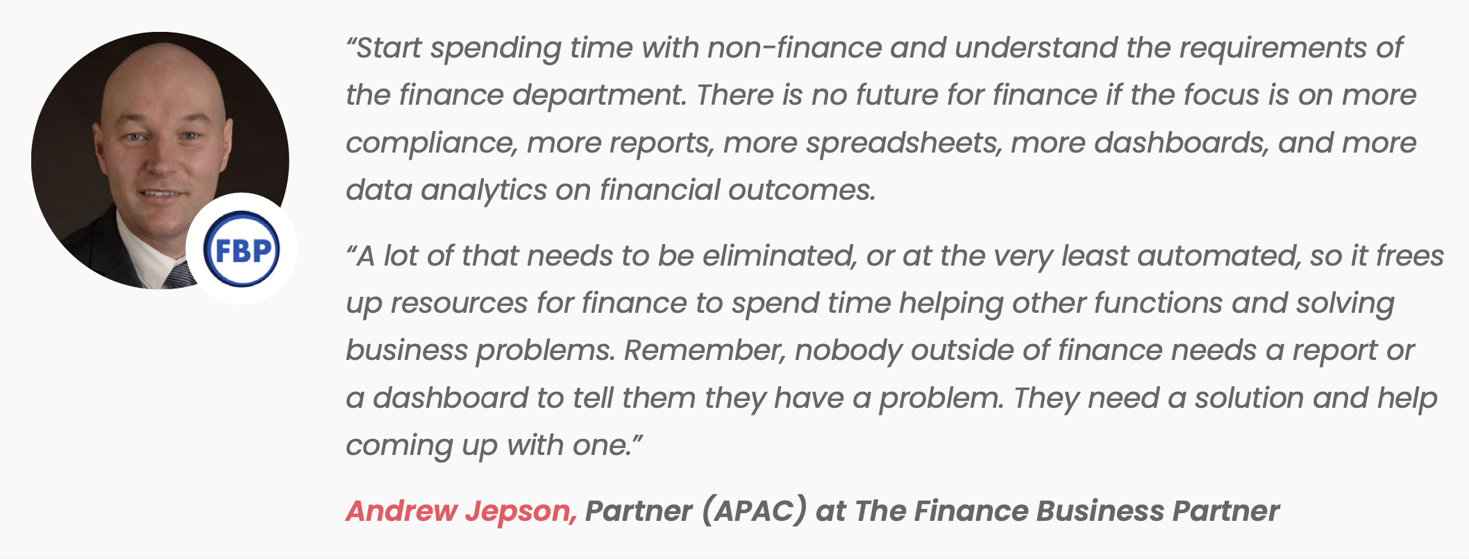Andrew Jepson - advice for CFOs